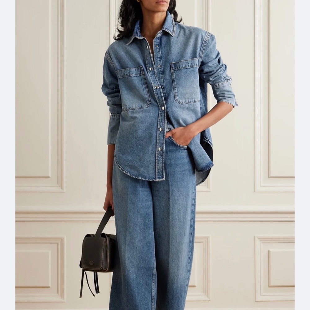 Anine Bing Dante Oversized Denim Shirt Size XS